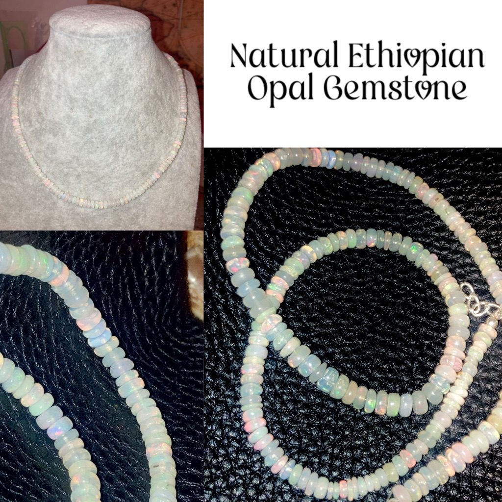 Natural Ethiopian Fire Opal Gemstone Beaded Handmade Choker Necklace